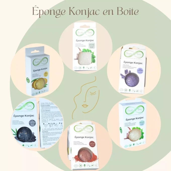 Éponge Konjac 100% Naturelle - Visage et Yeux 
